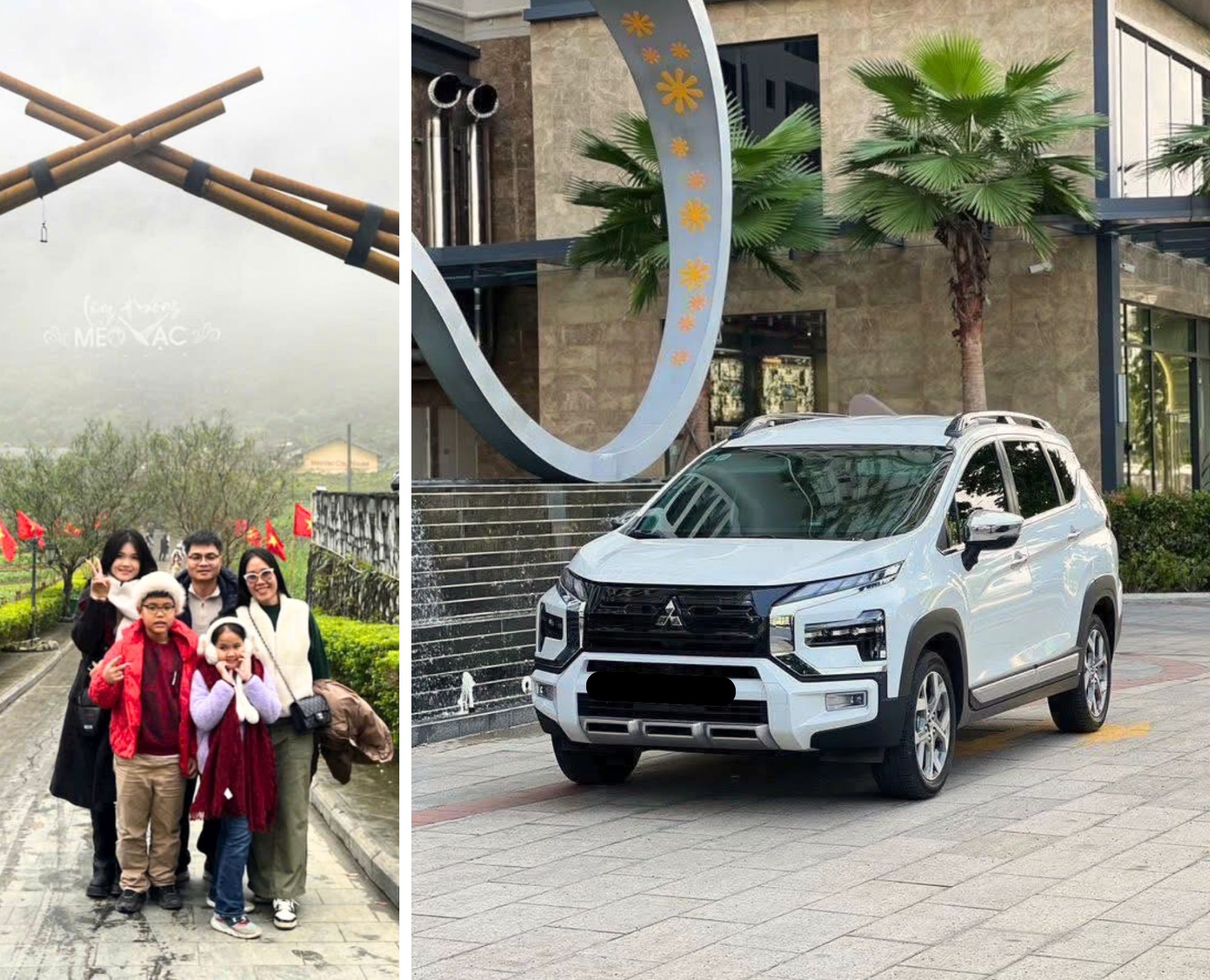 A happy family enjoying a trip from Hanoi to Yen Bai by car with Vietnam Trust Car Rental's 7-seater SUV