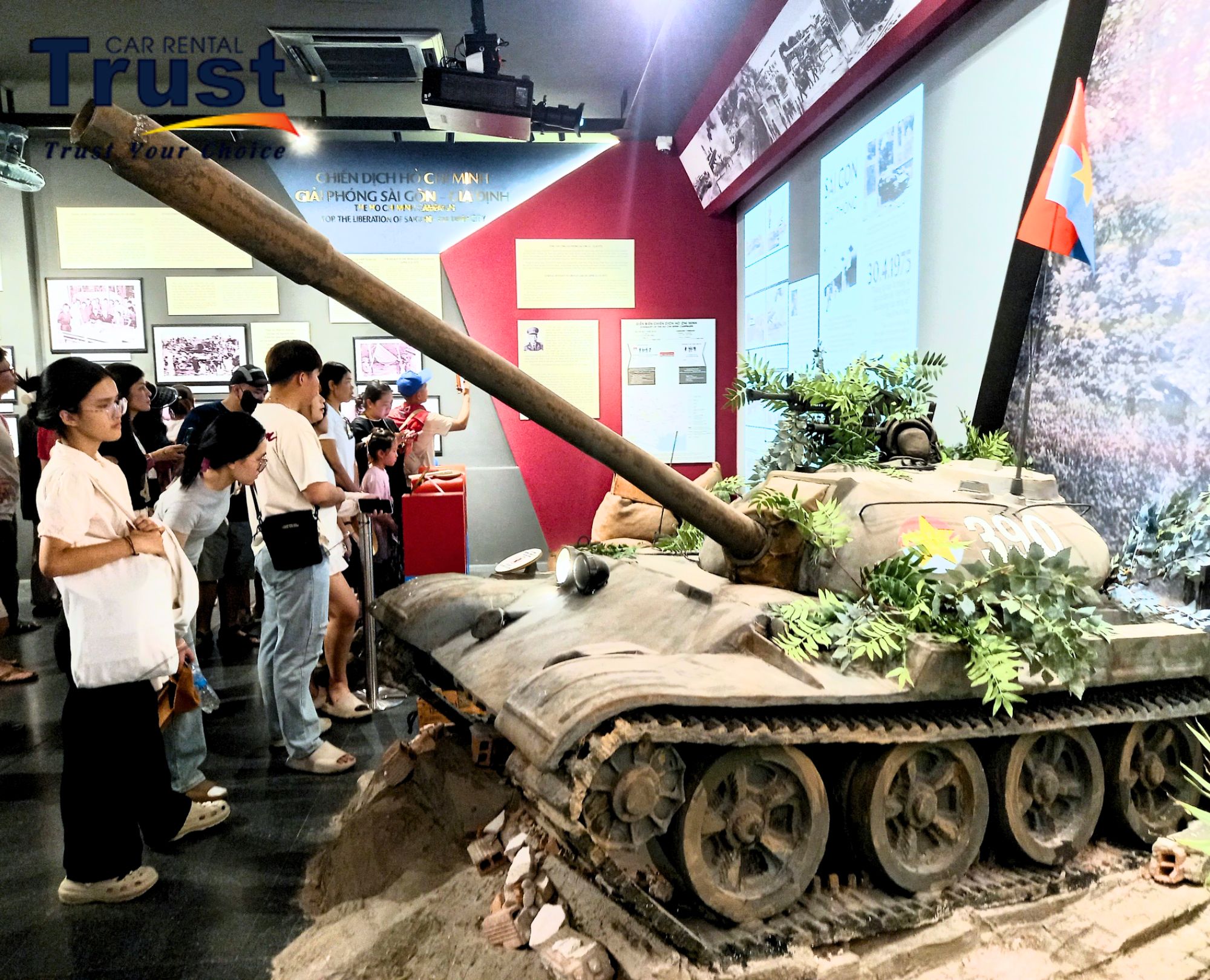 A tank on display inside a war remnants museum