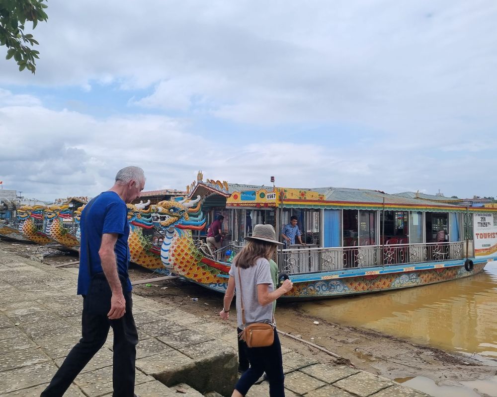 An excursion on the Perfume River in a dragon boat