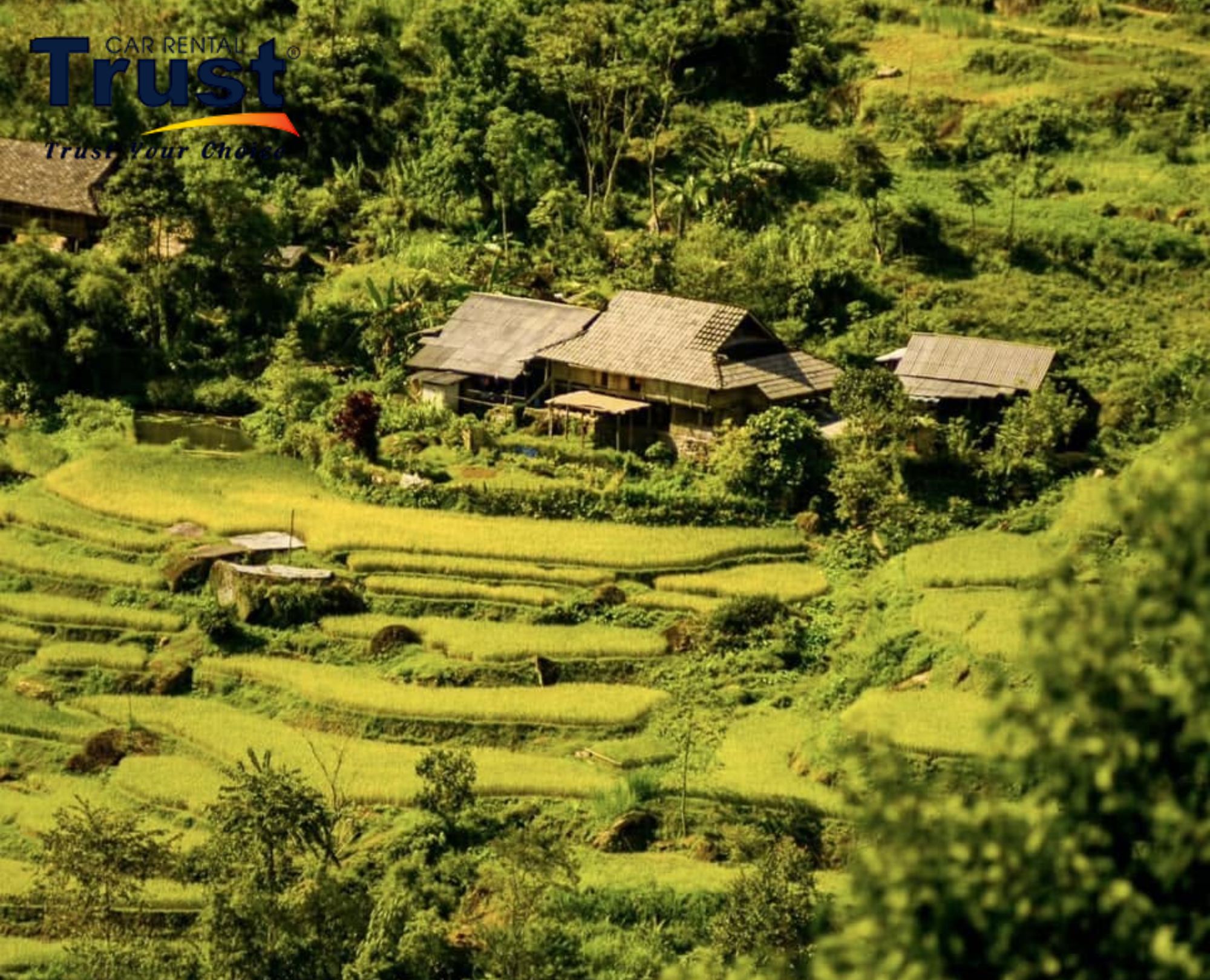 Ban Phung hillside village where travelers sleep among bright green rice fields