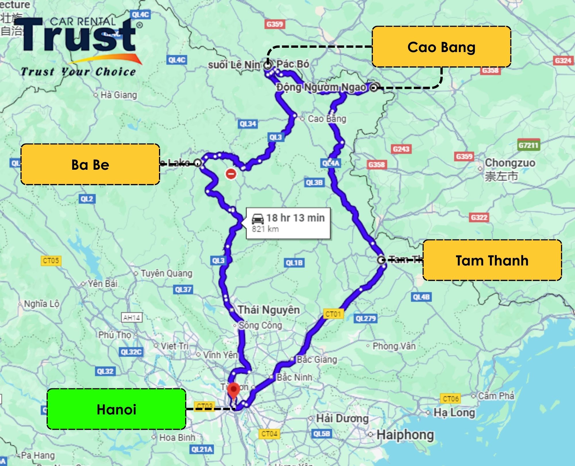 google-maps-route-from-hanoi-to-ba-be-cao-bang-and-lang-son-for-north-east-vietnam-loop-4-day-tour