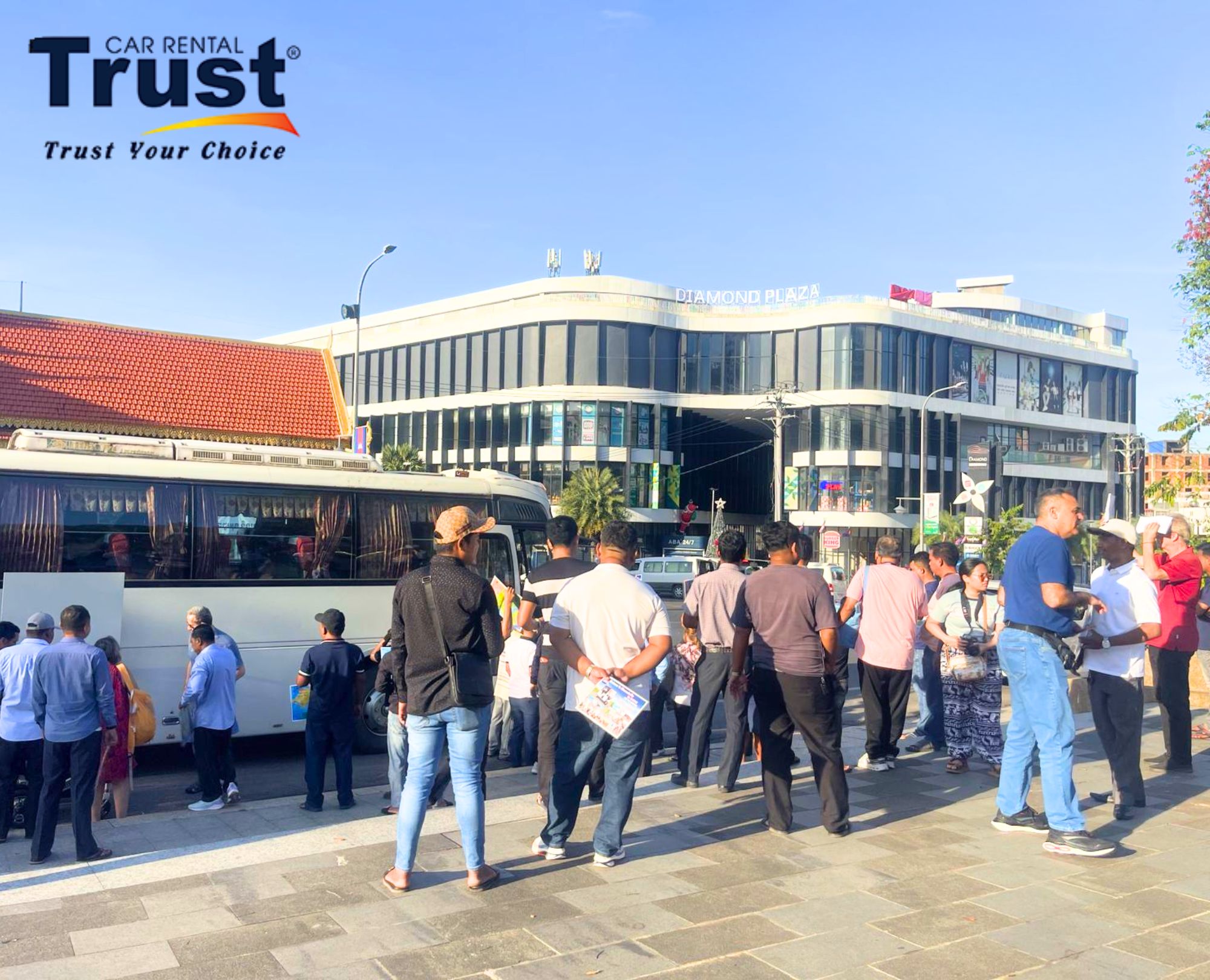 Group of travelers starting their Sihanoukville Cruise Ship Tour By Private Car with a local driver and comfortable transportation