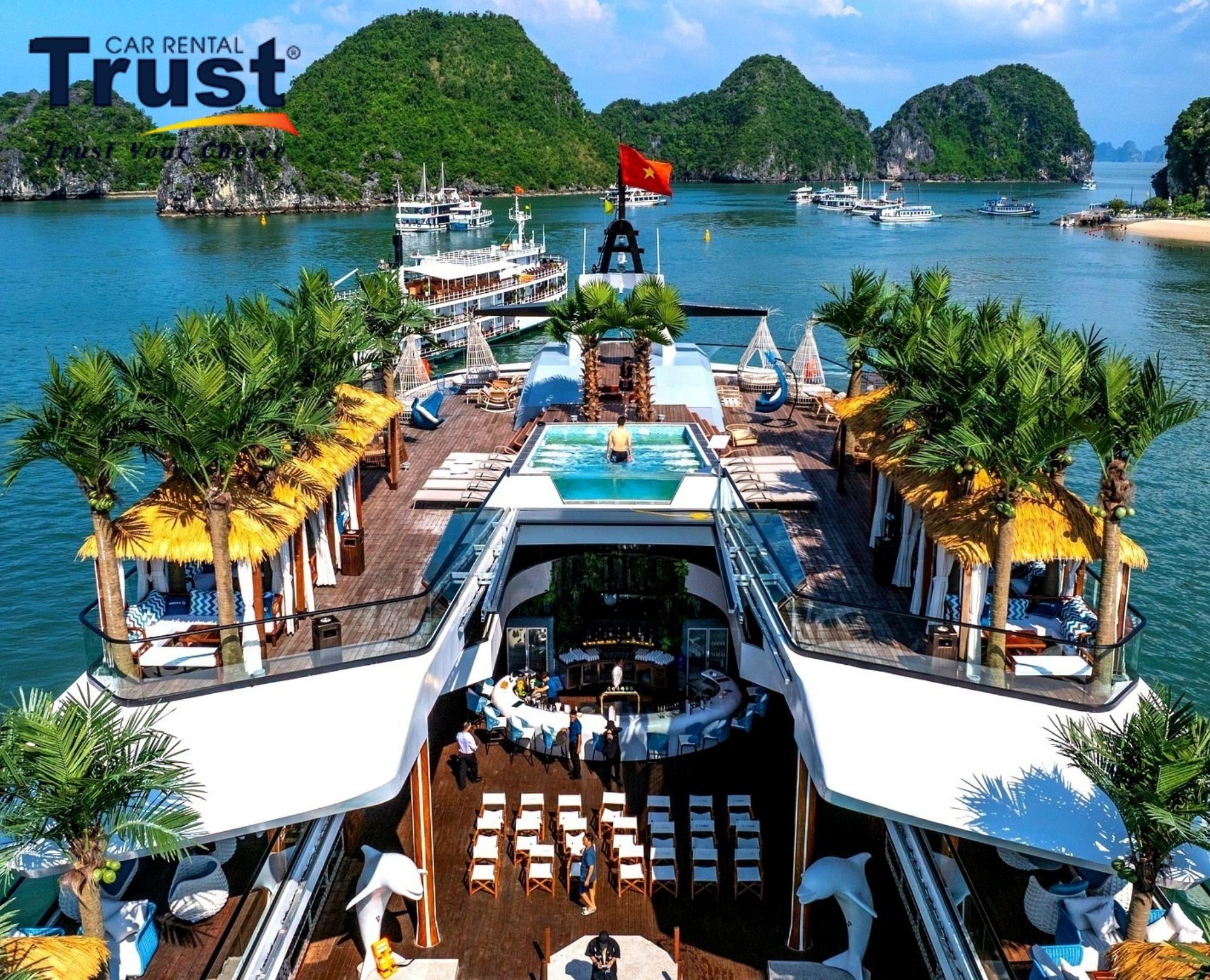 Ha Long Bay scenic seascape with limestone islands