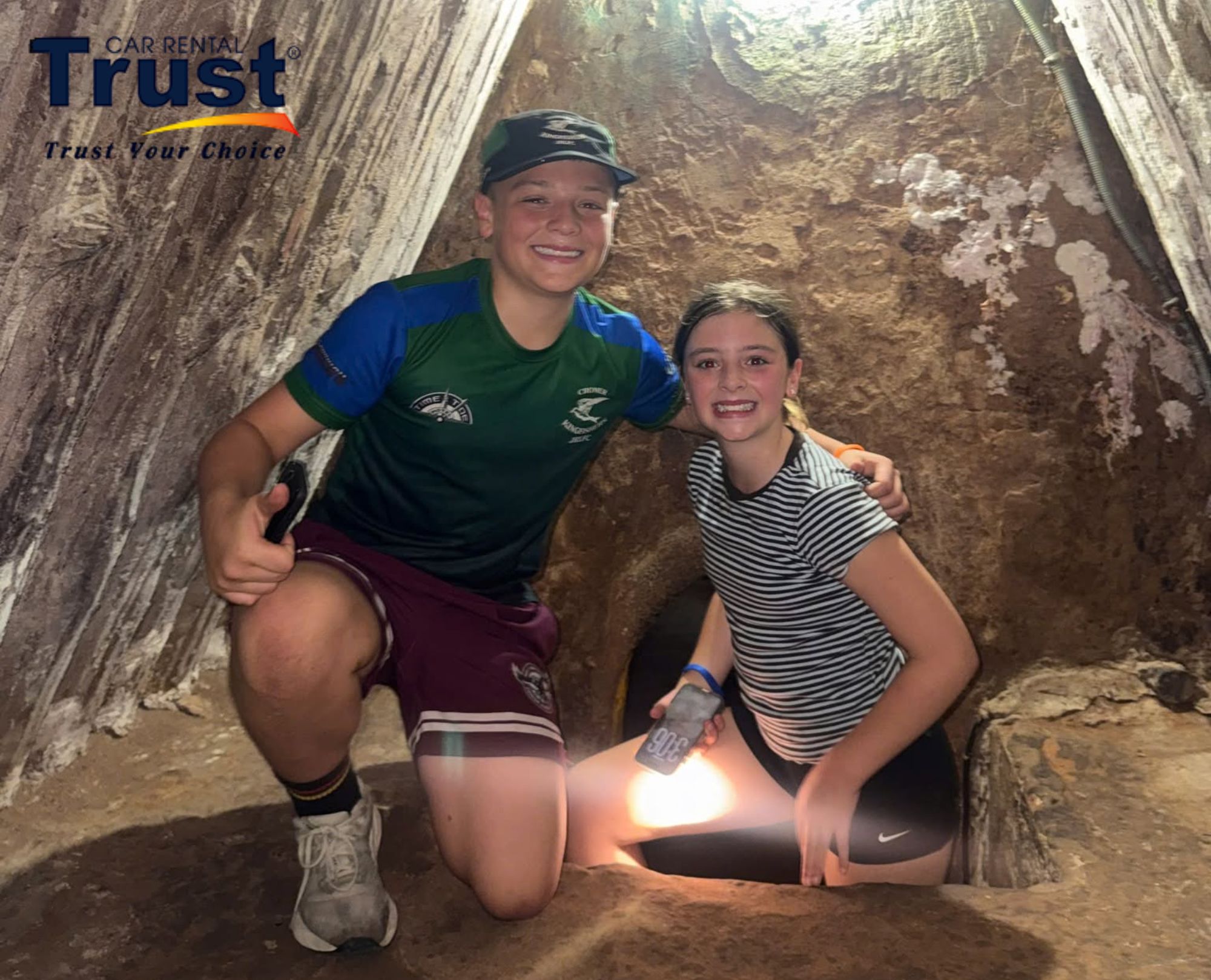 Kids checking out the historic network guided by tips for visiting the tunnels