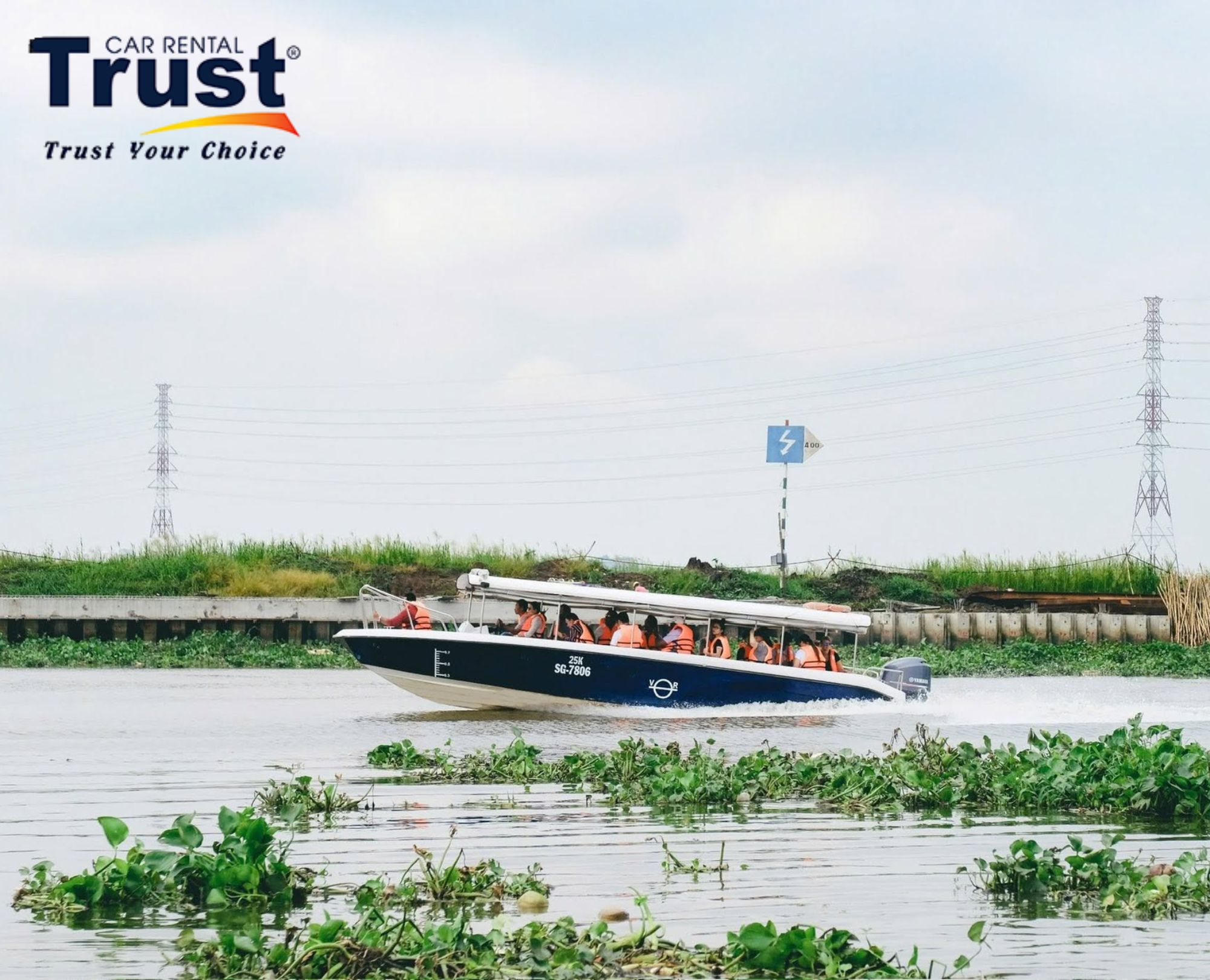 Scenic view of a passenger speedboat on the Saigon River for river tours