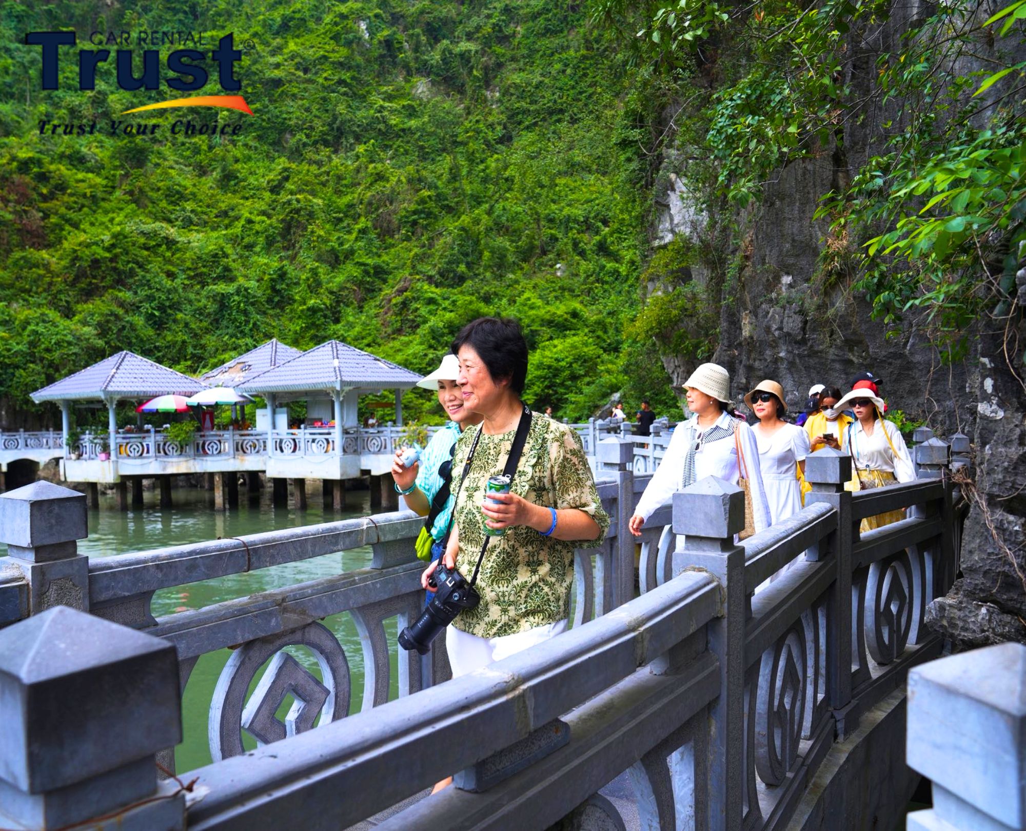 Scenic view of a walkway surrounded by thick jungle foliage at Ti Top Island