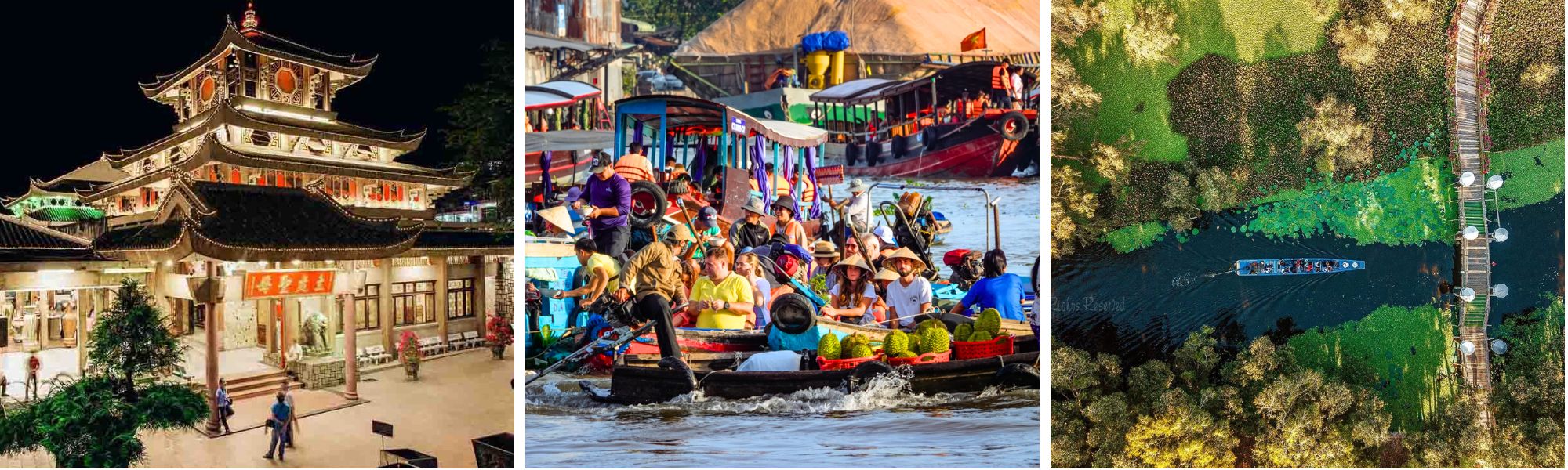 The floating market and Chau Doc temple