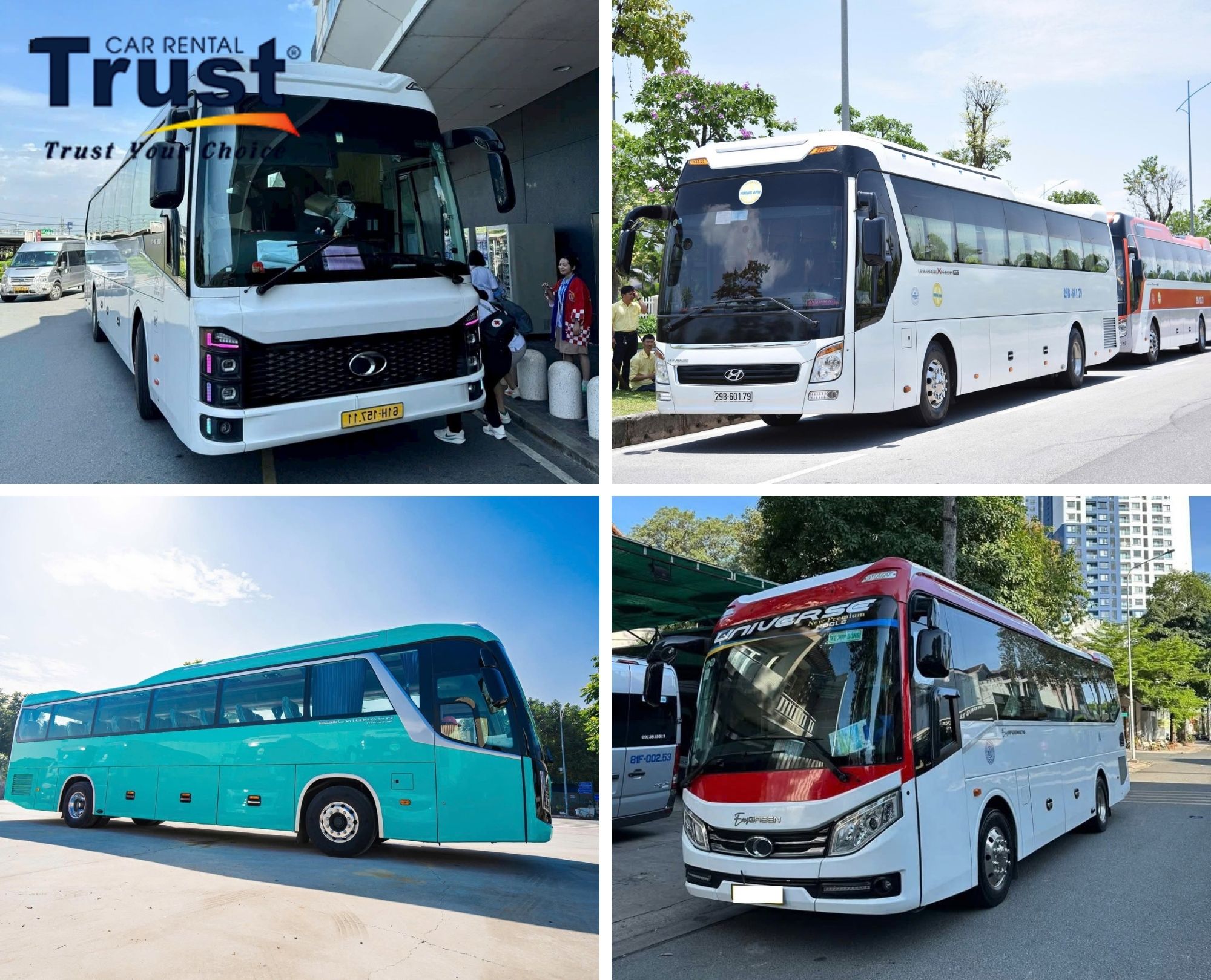 The vehicle models that tourists love when renting our 45-seater buses