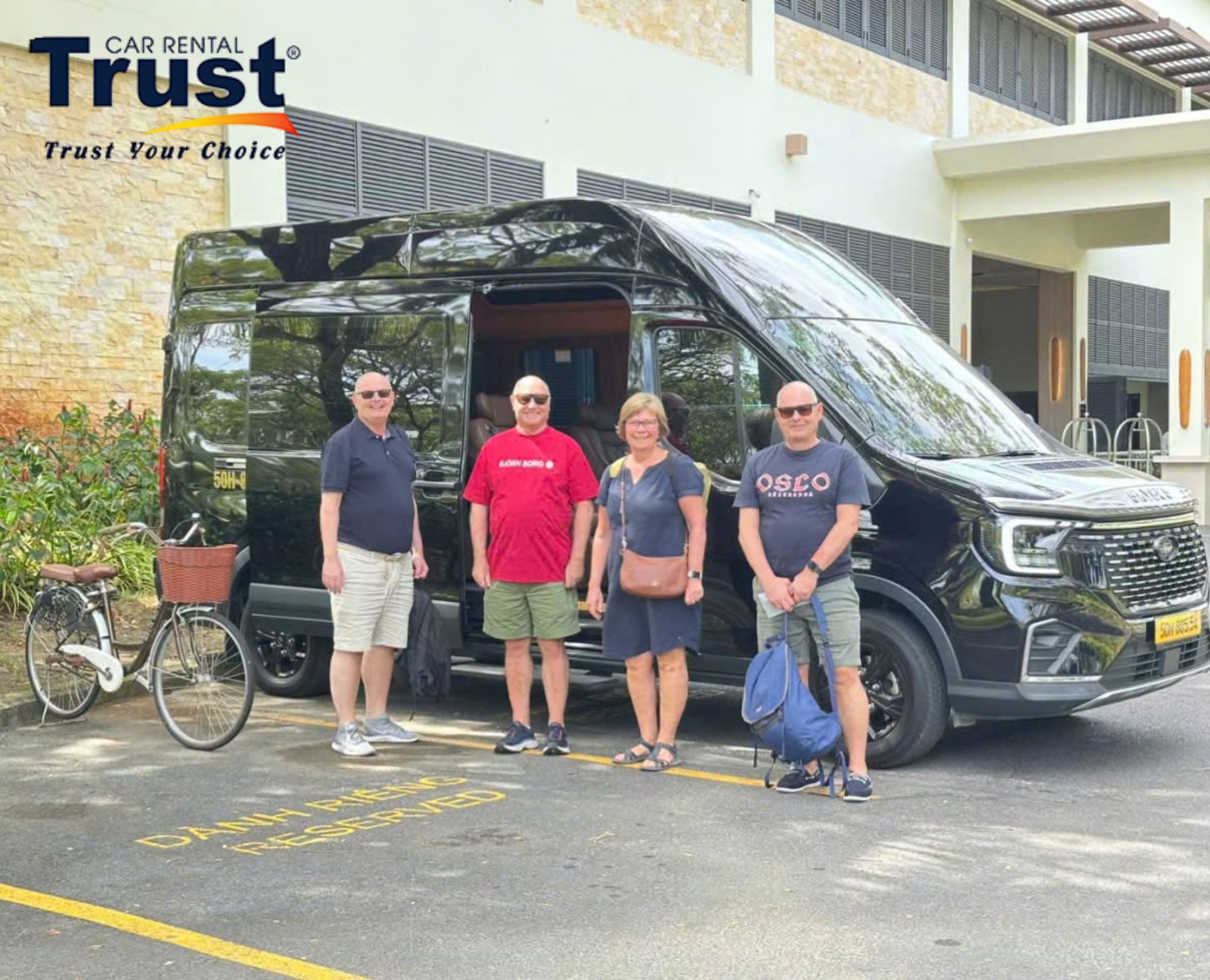 Travelers ready for a trip using a private car for Cu Chi Tunnels with Vietnam Trust Car Rental